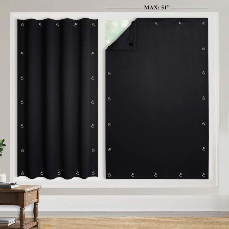 StangH Temporary Blackout Blinds Curtain for Window Travel Portable Adjustable Suckers Sunlight Blocking Blinds Thermal Insulated Curtains for Storage Room/Basement, Black, 51 x 78 Inch, 1 Pc - Image 2